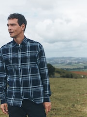 ლურჯი - Check Western Styling Long Sleeve Shirt - სურათი 4 5-დან