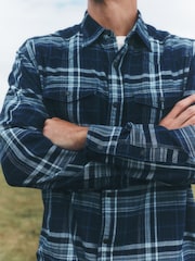 ლურჯი - Check Western Styling Long Sleeve Shirt - სურათი 5 5-დან