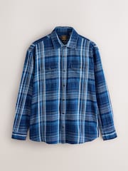 Niebieski - Check Western Styling Long Sleeve Shirt - Obraz 6 z 8