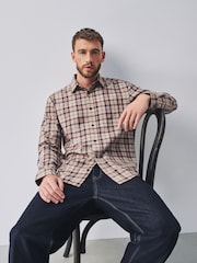 Beige Oat Check Long Sleeve Shirt - Image 3 of 6