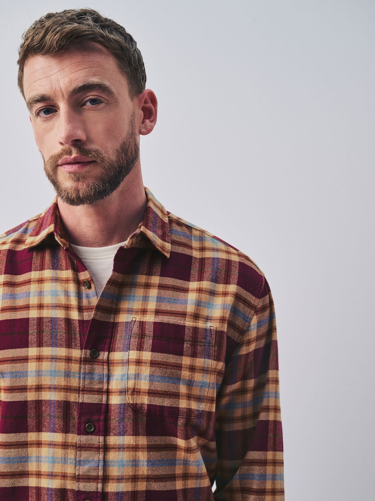 Berry Red Check Long Sleeve Shirt - Image 1 of 8 Berry Red Check Long Sleeve Shirt - Image 1 of 8