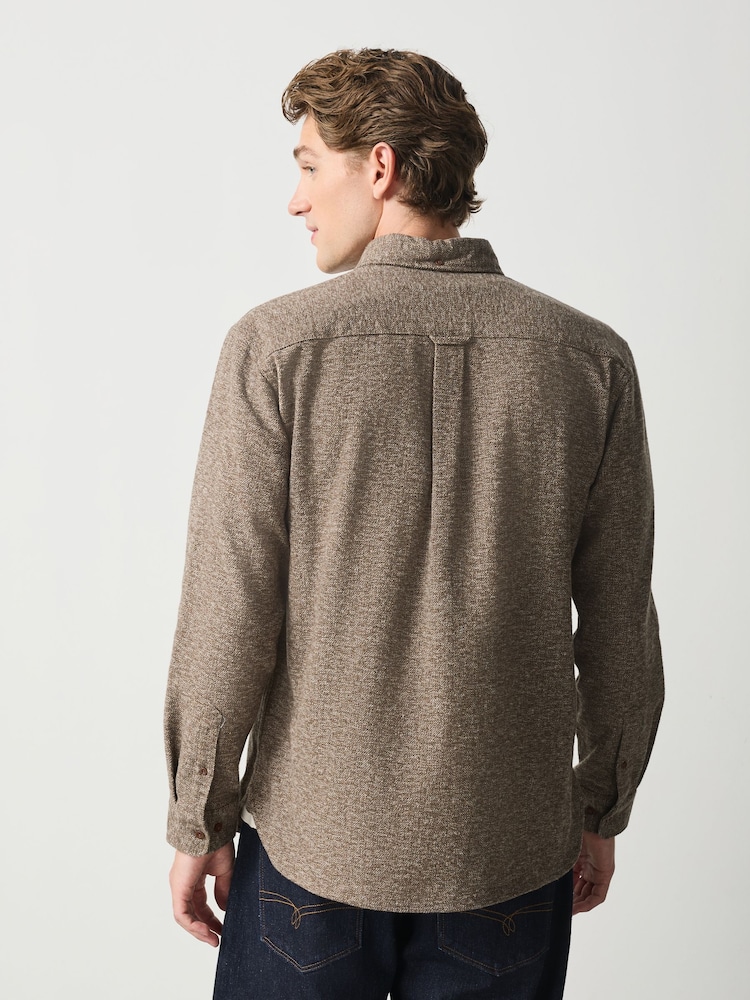 Neutral Long Sleeve Textured Plain Shirt - Image 2 of 7 Neutral Long Sleeve Textured Plain Shirt - Image 2 of 7