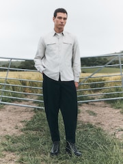 Ecru Garment Dye Washed Long Sleeve Overshirt - Image 2 of 7