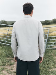 Ecru Garment Dye Washed Long Sleeve Overshirt - Image 3 of 7