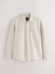 Ecru Garment Dye Washed Long Sleeve Overshirt - Image 5 of 7