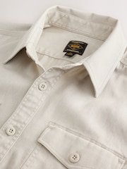 Ecru Garment Dye Washed Long Sleeve Overshirt - Image 6 of 7
