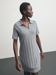 Gris - Mini-robe polo ultra-douce à manches courtes - Image 1 de 6