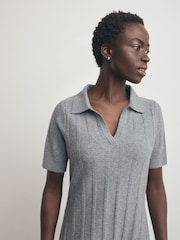 Gris - Mini-robe polo ultra-douce à manches courtes - Image 3 de 6