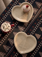 Set of 2 Natural Embossed Heart Christmas Side Plates - Image 1 of 4