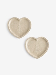 Set of 2 Natural Embossed Heart Christmas Side Plates - Image 4 of 4