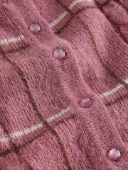 Mauve Pink Check Sheer Knit Long Sleeve Co-Ord Cardigan - Image 7 of 7