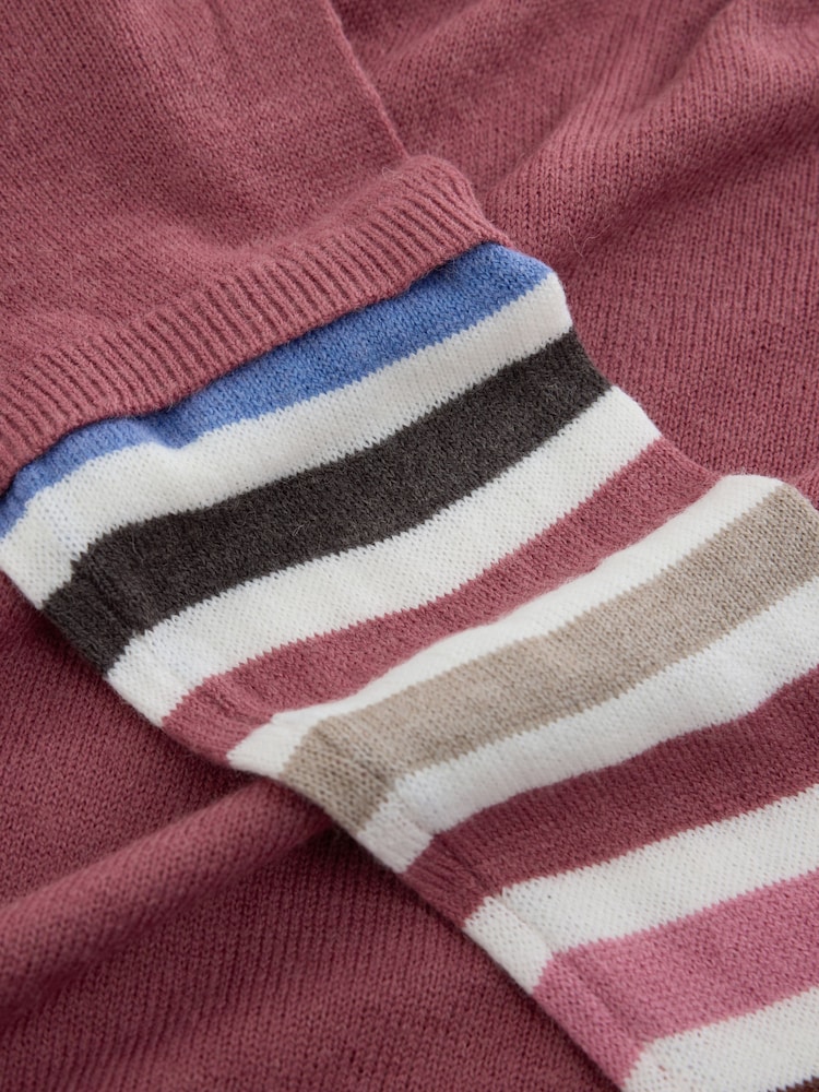 Mauve Pink Stripe Knitted Long Sleeve Layer Top - Image 8 of 8