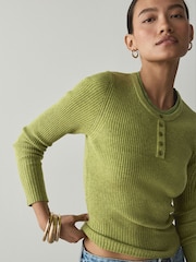 Lime Green Supersoft Long Sleeve Henley Layer Top - Image 1 of 7