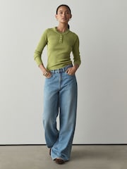 Lime Green Supersoft Long Sleeve Henley Layer Top - Image 2 of 7