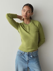 Lime Green Supersoft Long Sleeve Henley Layer Top - Image 3 of 7