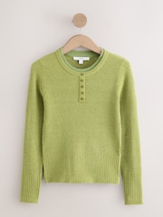Lime Green Supersoft Long Sleeve Henley Layer Top - Image 5 of 7