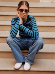 Blue/Green Stripe Supersoft Long Sleeve Henley Layer Top - Image 3 of 5