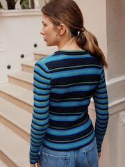 Blue/Green Stripe Supersoft Long Sleeve Henley Layer Top - Image 4 of 5