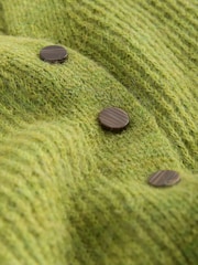 Lime Green Long Sleeve V-Neck Rib Cardigan With Wool - Image 7 of 8