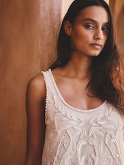 AIYLA Champagne Gold Premium Beaded Dress - Image 2 of 8