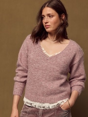 Blush Pink Neppy Lace Vest Layer Jumper - Image 3 of 7