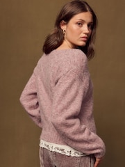 Blush Pink Neppy Lace Vest Layer Jumper - Image 4 of 7