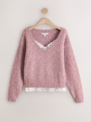 Blush Pink Neppy Lace Vest Layer Jumper - Image 5 of 7