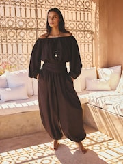 AIYLA Chocolate Brown Off Shoulder Bardot Top - Image 2 of 9
