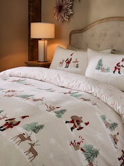 Santa Scene Cotton Christmas Duvet Cover and Pillowcase Set - Bild 3 von 6