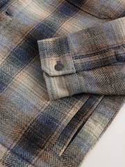 Ecru/Navy Check Borg Lined Shacket - Image 10 of 11