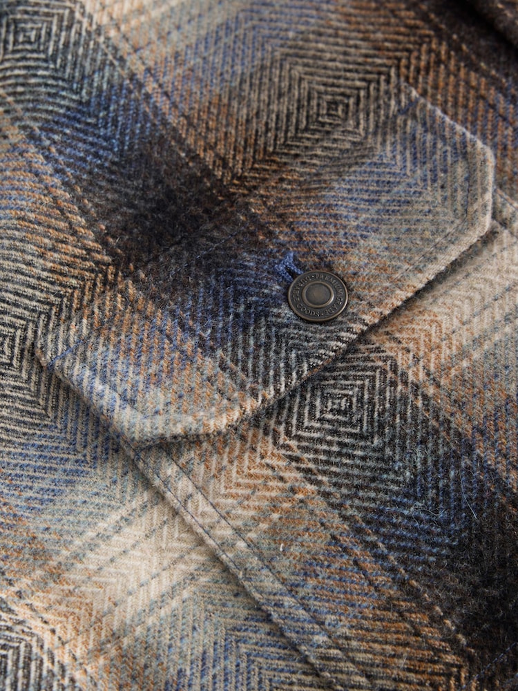 Ecru/Navy Check Borg Lined Shacket - Image 11 of 11 Ecru/Navy Check Borg Lined Shacket - Image 11 of 11