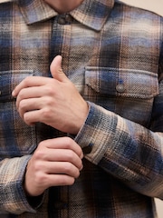Ecru/Navy Check Borg Lined Shacket - Image 3 of 11
