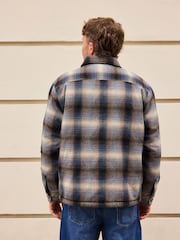 Ecru/Navy Check Borg Lined Shacket - Image 5 of 11
