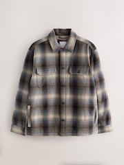 Ecru/Navy Check Borg Lined Shacket - Image 6 of 11