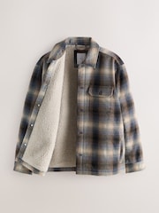 Ecru/Navy Check Borg Lined Shacket - Image 7 of 11