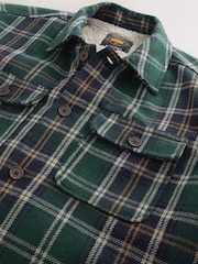 Dark Green Borg Lined Check Shacket - Image 10 of 11