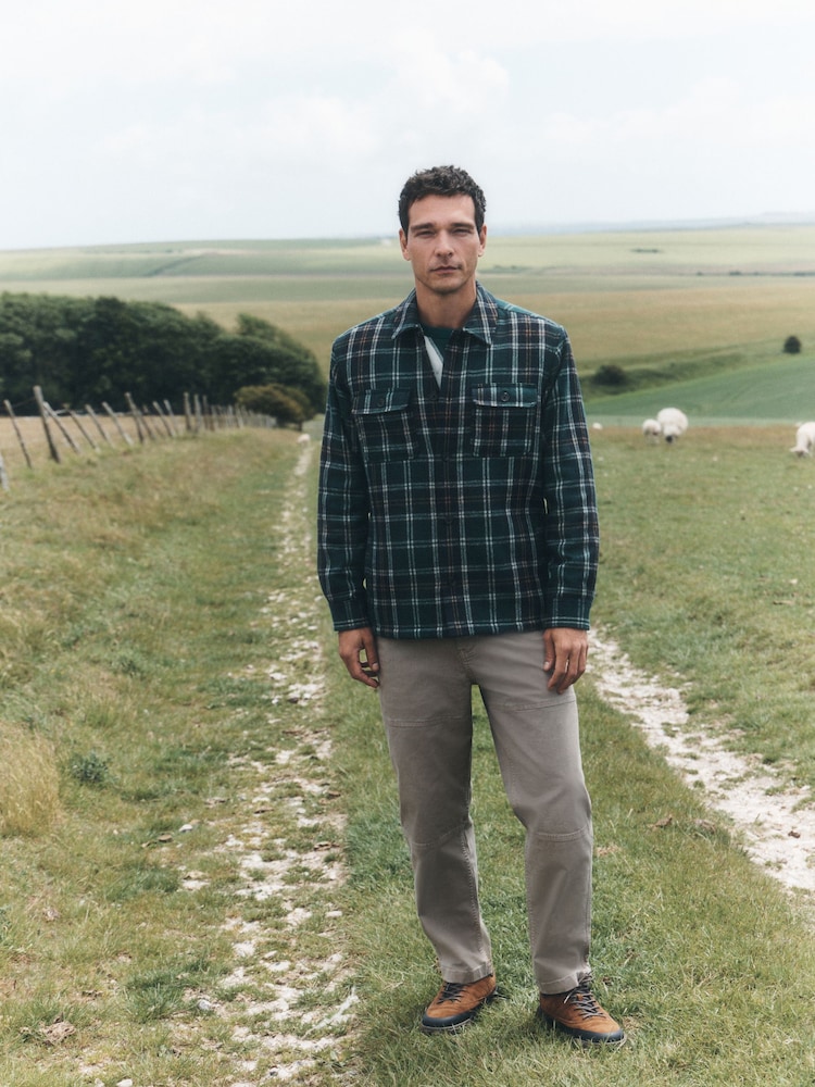 Dark Green Borg Lined Check Shacket - Image 2 of 11 Dark Green Borg Lined Check Shacket - Image 2 of 11