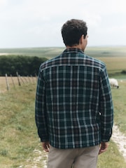 Dark Green Borg Lined Check Shacket - Image 4 of 11