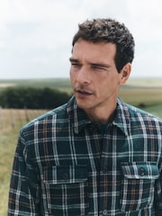 Dark Green Borg Lined Check Shacket - Image 5 of 11