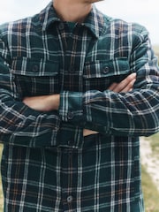 Dark Green Borg Lined Check Shacket - Image 7 of 11