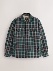 Dark Green Borg Lined Check Shacket - Image 9 of 11