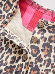 Pink and Leopard Printed Button T-Shirt Jersey Baby Rompers 3 Pack - Image 10 of 14