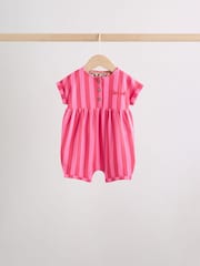 Pink and Leopard Printed Button T-Shirt Jersey Baby Rompers 3 Pack - Image 5 of 14