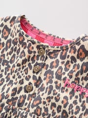 Pink and Leopard Printed Button T-Shirt Jersey Baby Rompers 3 Pack - Image 9 of 14