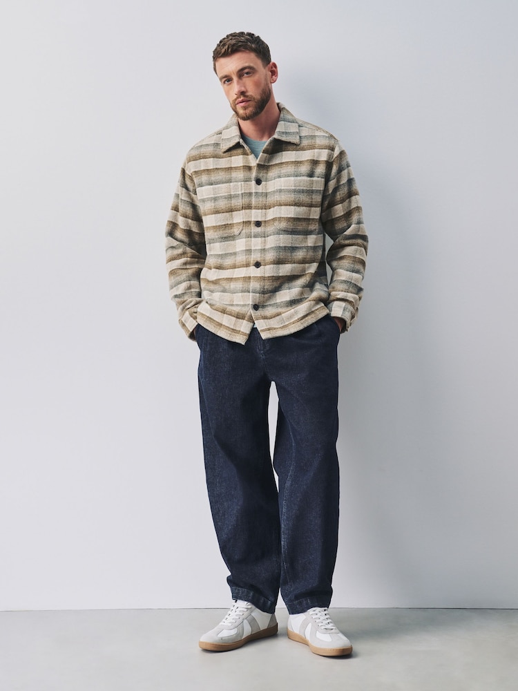 Ecru Check Wool Blend Shacket - Image 2 of 5