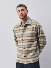 Ecru Check Wool Blend Shacket - Image 4 of 5