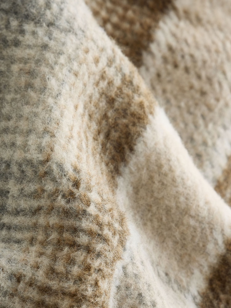 Ecru - Check Wool Blend Shacket - Obraz 8 z 8