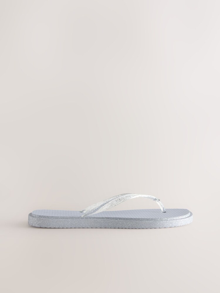Silver Square Toe Flip Flops - Image 2 of 5 Silver Square Toe Flip Flops - Image 2 of 5