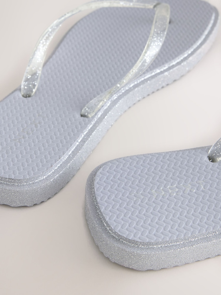 Silver Square Toe Flip Flops - Image 5 of 5 Silver Square Toe Flip Flops - Image 5 of 5