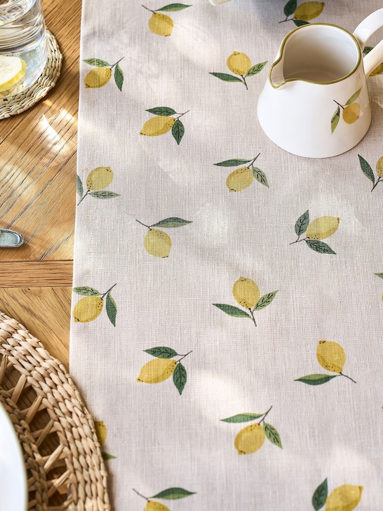 Sophie Allport Natural Lemons Linen Table Runner - Image 2 of 3 Sophie Allport Natural Lemons Linen Table Runner - Image 2 of 3